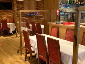 City Spice, Plexiglass screens and a one way system in order to limit the spread of coronavirus while enjoying award-winning vegan Indian cuisine.  at City Spice in East London