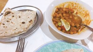 chappati & main dish at City Spice in East London