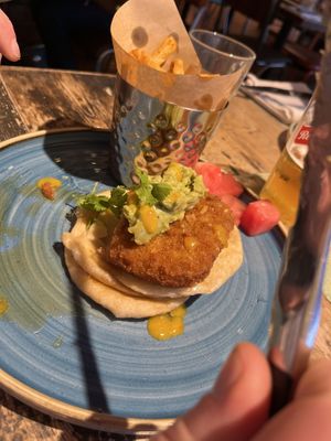 Vegan yardbird with spicy friesd  at Turtle Bay in Cheltenham