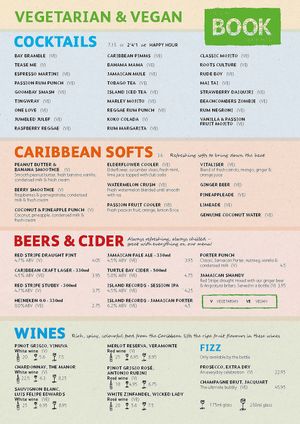Vegan / Vegetarian Food Menu (June 2018) at Turtle Bay in Cheltenham