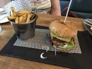 Plant based burger and fries  at All Bar One in Cheltenham