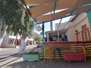 Seating outside at Tutti Frutti in Santorini