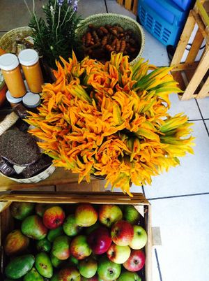 Flor de calabaza, pumpkin flower...delicioso!!! at Ndaroo Organic in Oaxaca