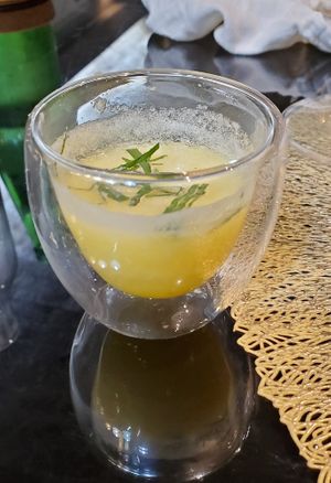 An extra pineapple and basil amuse-bouche at Origens in Evora