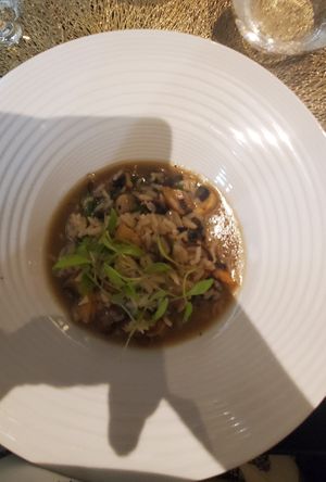 Course 3- mushrooms and dirty rice at Origens in Evora