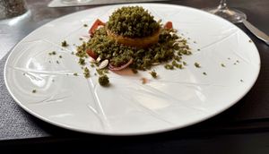 Vegan Pumpkin with coriander bread crumbs   at Origens in Evora