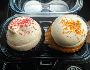 Red velvet and carrot cake at Oh Snap! Cupcakes in Pensacola