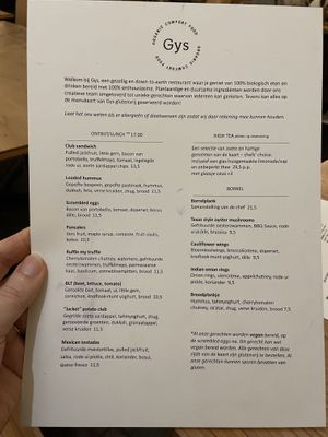 Menu  at GYS - Amsterdamsestraatweg in Utrecht