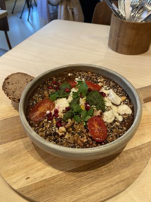 Shakshuka, vegan version with scrambled tofu: too much spices for my taste, although not spicy. It used to be better, but too spicy.  at GYS - Amsterdamsestraatweg in Utrecht