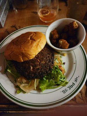 Veggie burger with okra at The Press in Oklahoma City