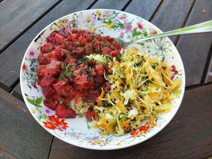 Lunch (stew 6euro) at Gildi Toidukoda Metsikud Maitsed in Parnu