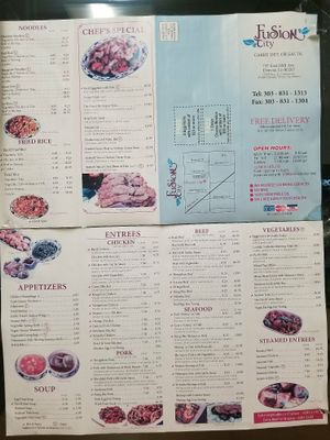 Menu at Fusion City in Denver