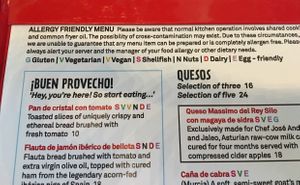 “Allergy Friendly” menu at Jaleo in Arlington