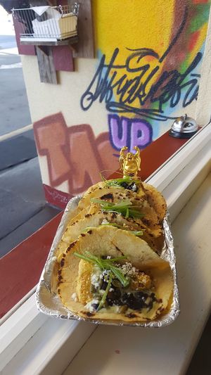 Handmade tortillas The Blackbean pepper at Str8 up Tacos in Lakewood