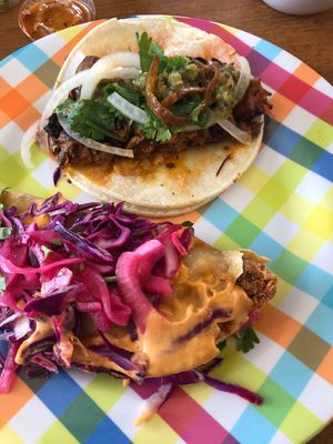 Jack fruit and potato tacos at Str8 up Tacos in Lakewood