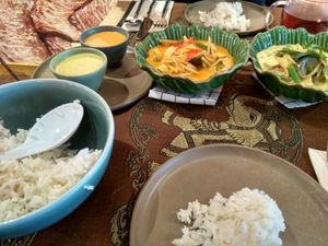 Red and green curry at Thai Zen in Bruges