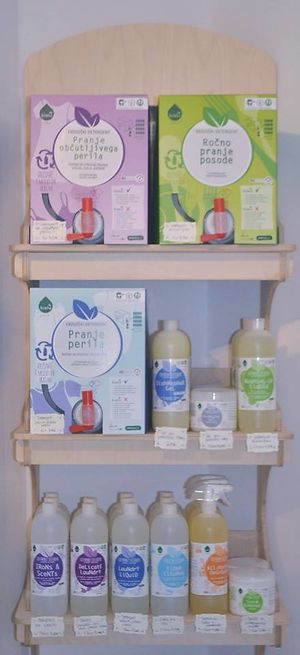 Certified vegan refillable cleaning products at Trgovinca in Zalec