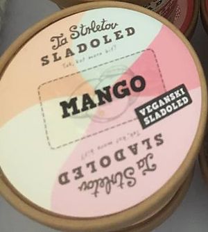 Vegan mango ice cream at Trgovinca in Zalec