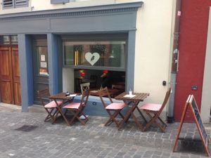 Outside view. More seeting in the backyard at Frau Meise in Baden