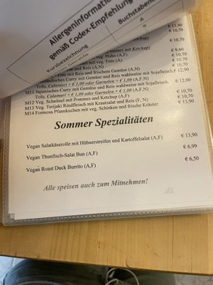 Menu  at Formosa Food in Vienna