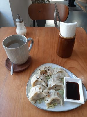 Veggie dumplings and ginger tea :) at Formosa Food in Vienna
