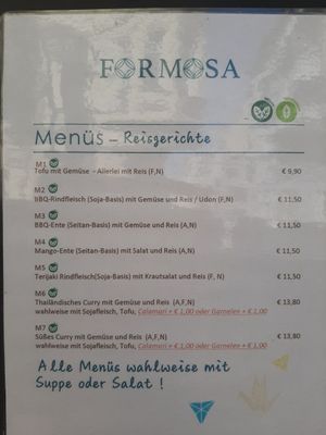 Menu may 2024 at Formosa Food in Vienna
