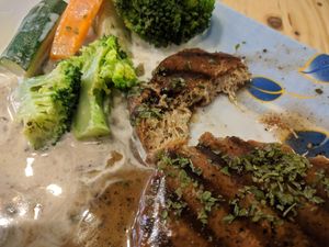 very realistic soy steak at Formosa Food in Vienna