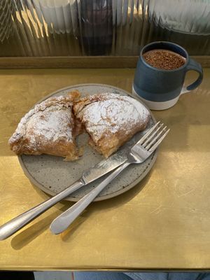 Apple and blackberry pasty + mocha  at The Yellow Canary in St Ives