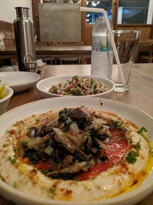 Hummus funky champignon at Hummus Boutique in Bangkok