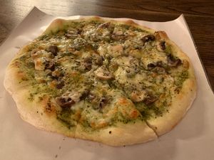 Pesto mushroom pizza  at Hummus Boutique in Bangkok