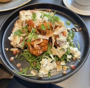 Spiced cauliflower focaccia   at Bean Loved in Skipton