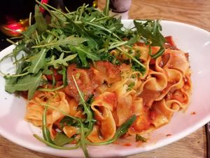 Vegan pasta with extra veggies at De Pastafabriek in Groningen