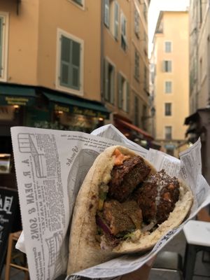 Falafel pita at Le Falafel in Nice