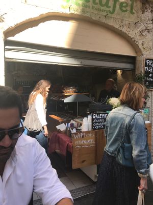 Outside at Le Falafel in Nice