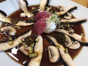 Portobello’s aguachile. at Kakao Cocina Vegana in La Paz