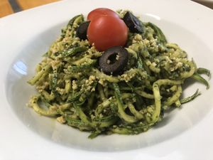 Zucchini pasta at Kakao Cocina Vegana in La Paz