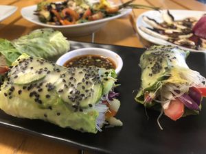 Rollitos de vegetales at Kakao Cocina Vegana in La Paz
