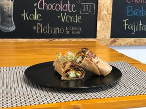 Burrito at Kakao Cocina Vegana in La Paz