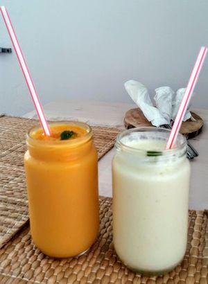 Mango/Ginger juice and Pinapple/Ginger juice at Camino al Sol in Havana