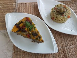 Vegetable rice and lentil tart at Camino al Sol in Havana