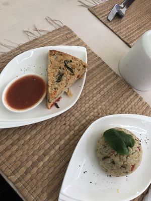 Quiche and rice ball at Camino al Sol in Havana