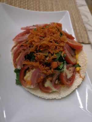 Pan with veggies at Camino al Sol in Havana
