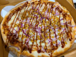 Vegan BBQ chicken pizza at Troy's Italian Kitchen in Arlington