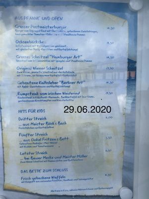 Karte vom 29.06.2020 at Banzino im Hotel zur Post in Bansin