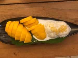 Large mango sticky rice (25,000kip) at Happy Mango in Vang Vieng