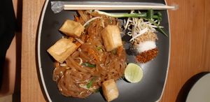 Pad Thai with extra tofu at Happy Mango in Vang Vieng