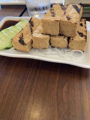 Grilled tofu with tamarind sauce  at Pacific East in Cleveland Heights