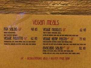 Vegan Menu (Sept ‘18) at Good Food in Split