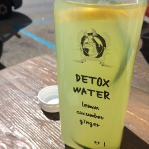 Detox water...it was more like pure cucumber water🤣 more ginger and lemon would’ve taste much better  at Good Food in Split