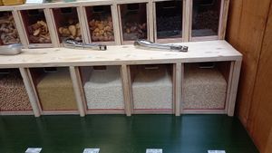 bulk food: dried fruits, legumes and rice at Lousbergmarkt in Ghent